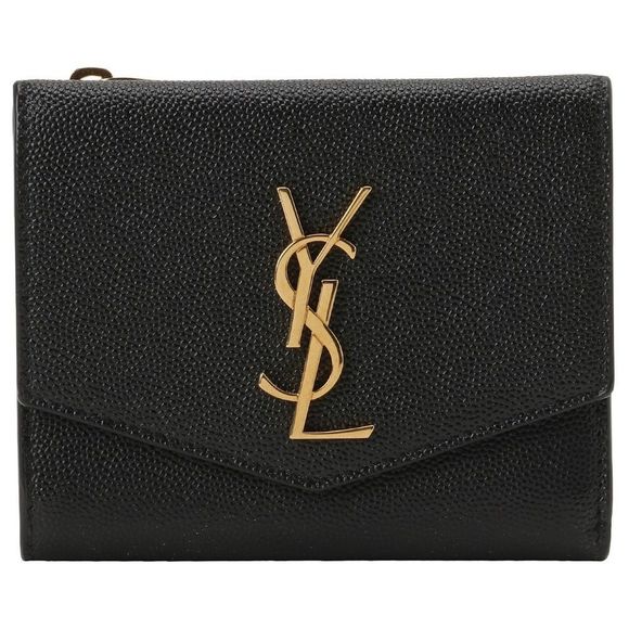 Saint Laurent Compact Wallet Monogram Leather Black Wallet Handbag - Picture 1 of 4
